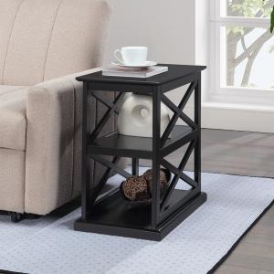 Black Wood Double X Sides Accent Table