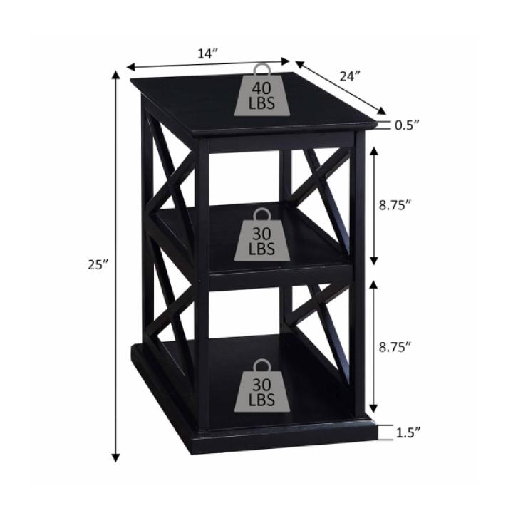 Black Wood Double X Sides Accent Table