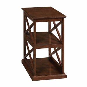 Brown Wood Double X Sides Accent Table