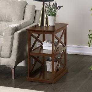 Brown Wood Double X Sides Accent Table