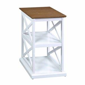 White Two-Tone Wood Double X Sides Accent Table