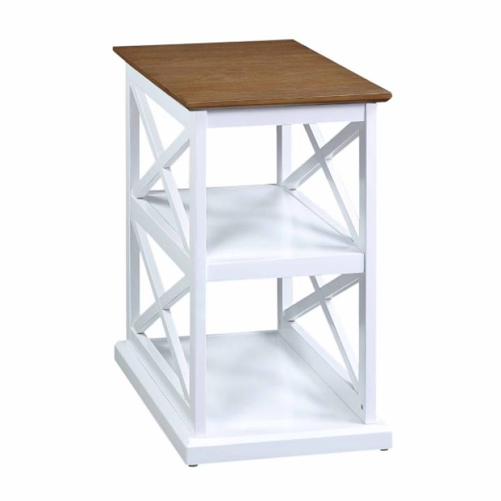 White Two-Tone Wood Double X Sides Accent Table