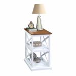 White Two-Tone Wood Double X Sides Accent Table