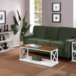 White Two-Tone Wood Double X Sides Accent Table