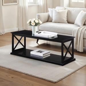 Black Wood Double X Sides Coffee Table
