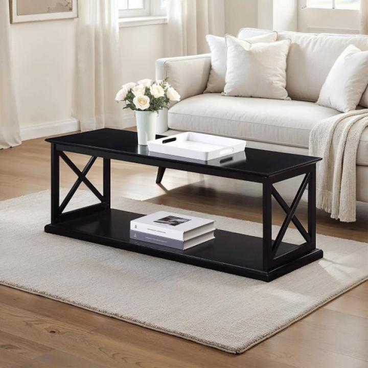 Black Wood Double X Sides Coffee Table