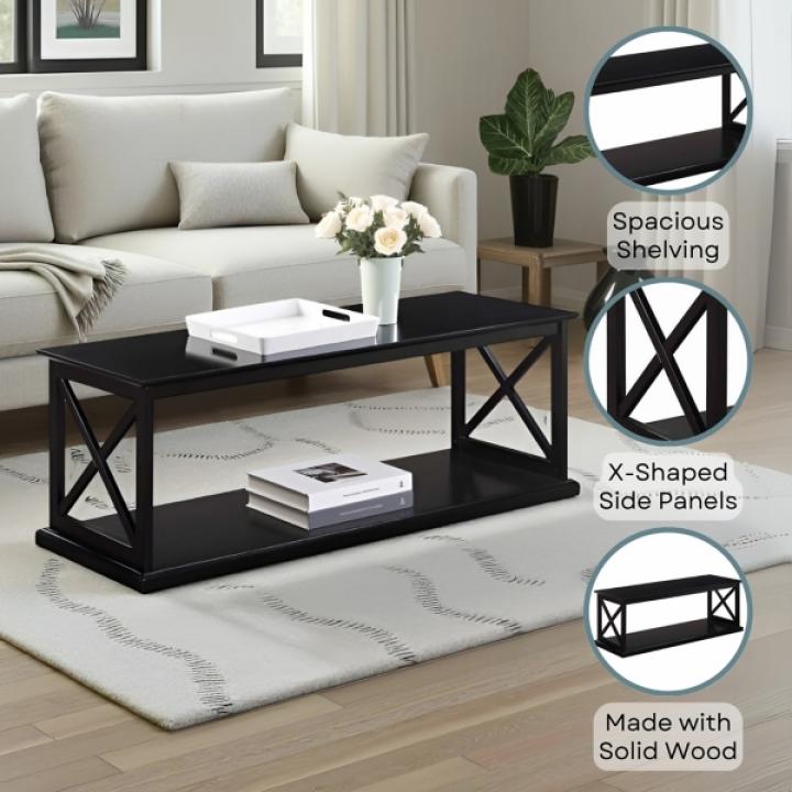 Black Wood Double X Sides Coffee Table