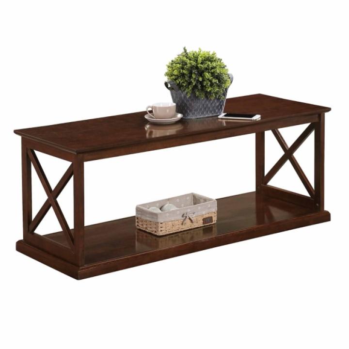 Brown Wood Double X Sides Coffee Table