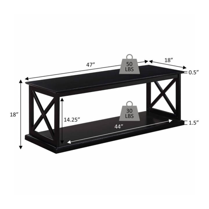 Brown Wood Double X Sides Coffee Table