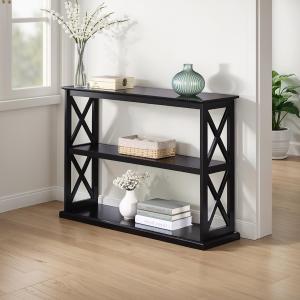 Black Wood Double X Sides Console Table