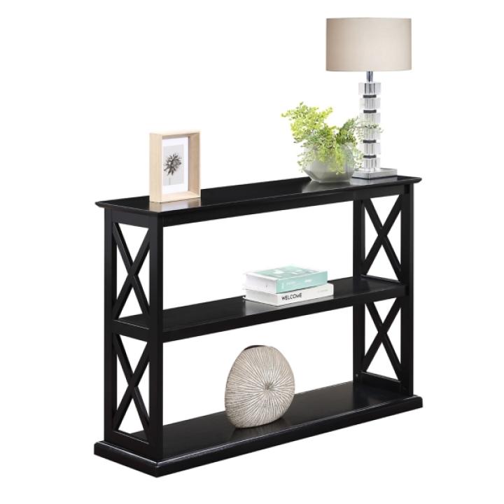 Black Wood Double X Sides Console Table