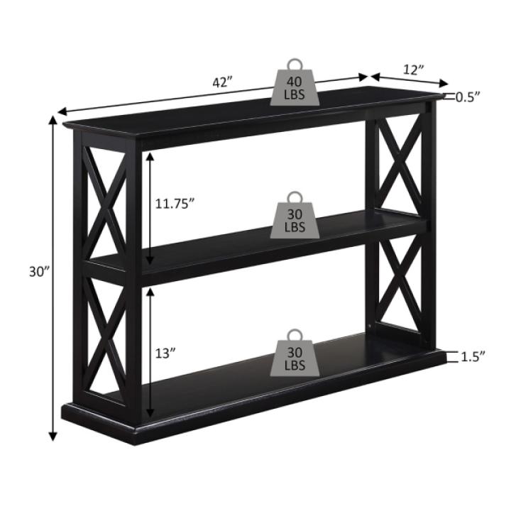 Black Wood Double X Sides Console Table