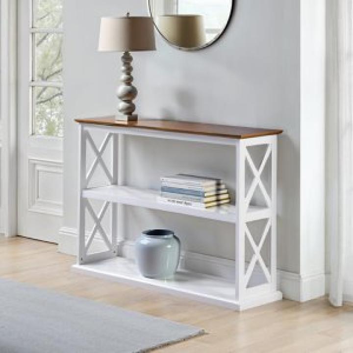 White Two-Tone Double X Sides Console Table