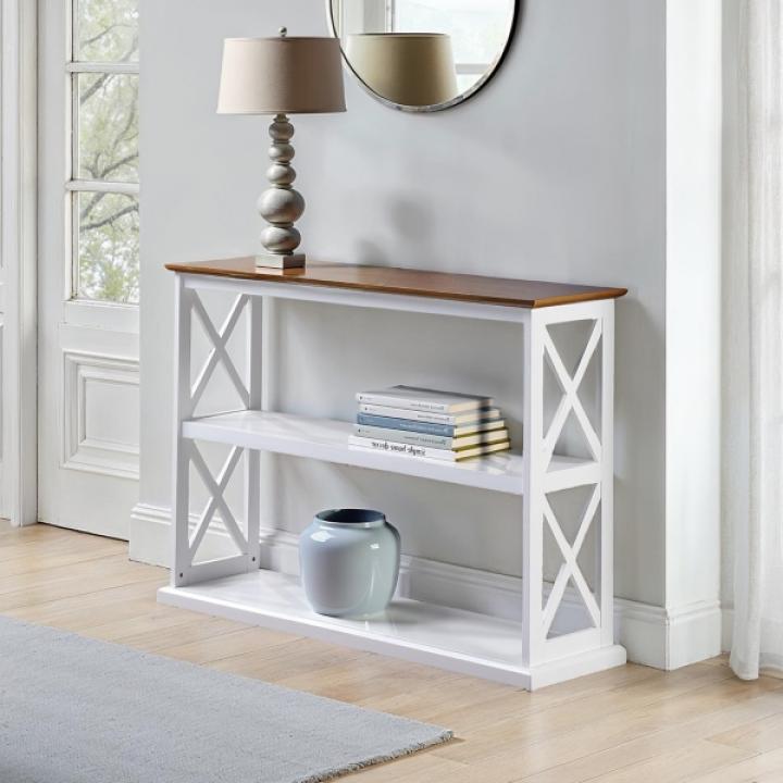 White Two-Tone Double X Sides Console Table