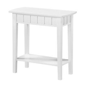 White Wood Slat Accent Table