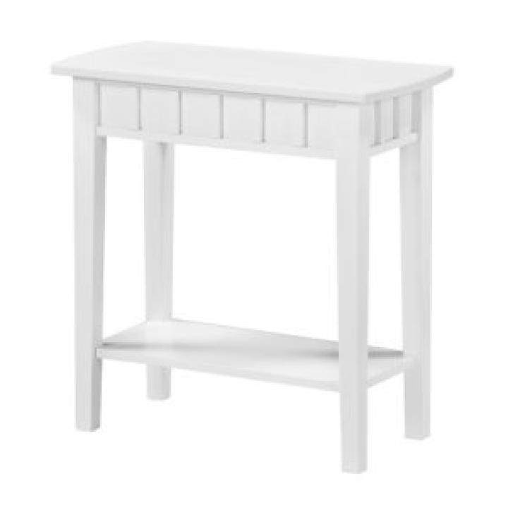 White Wood Slat Accent Table