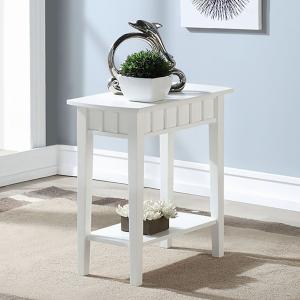White Wood Slat Accent Table