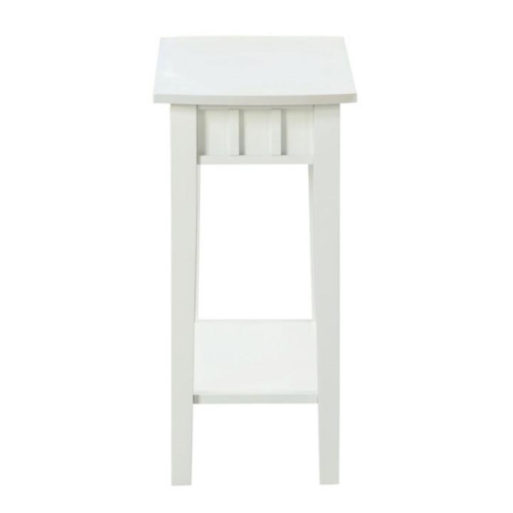 White Wood Slat Accent Table