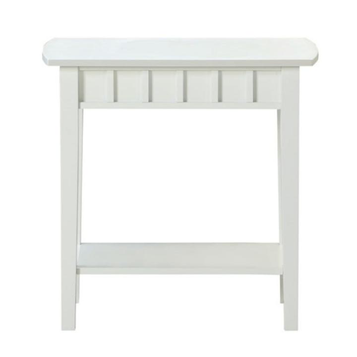 White Wood Slat Accent Table