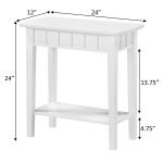 White Wood Slat Accent Table