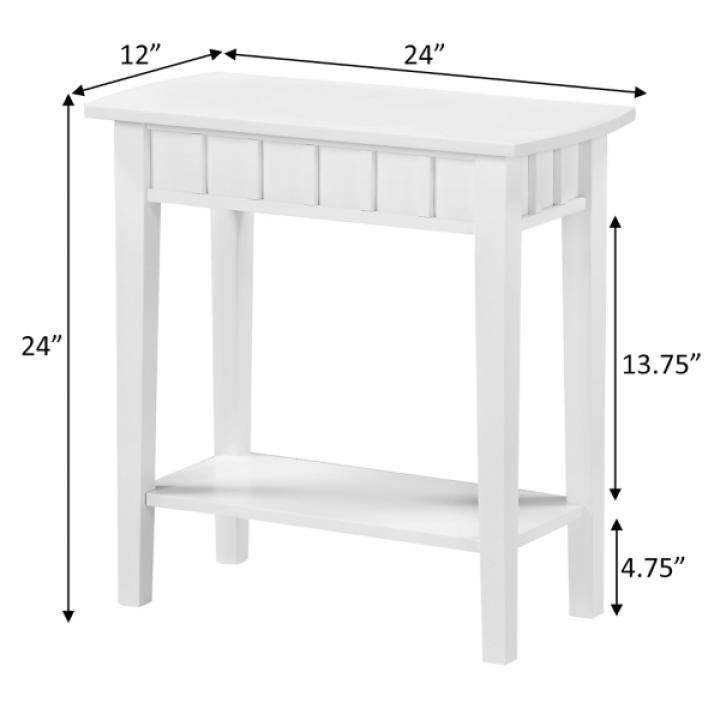 White Wood Slat Accent Table
