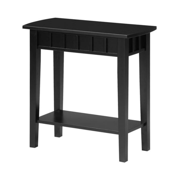 Black Wood Slat Accent Table