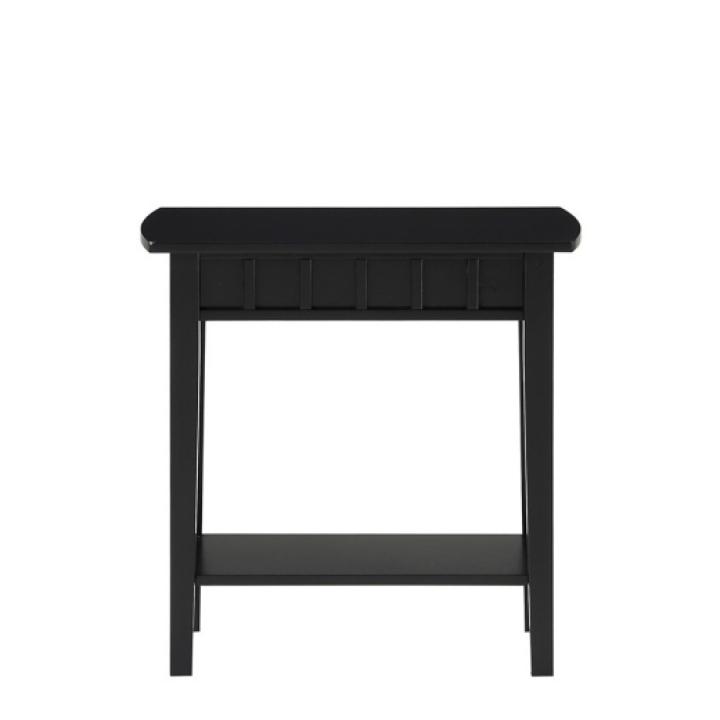 Black Wood Slat Accent Table