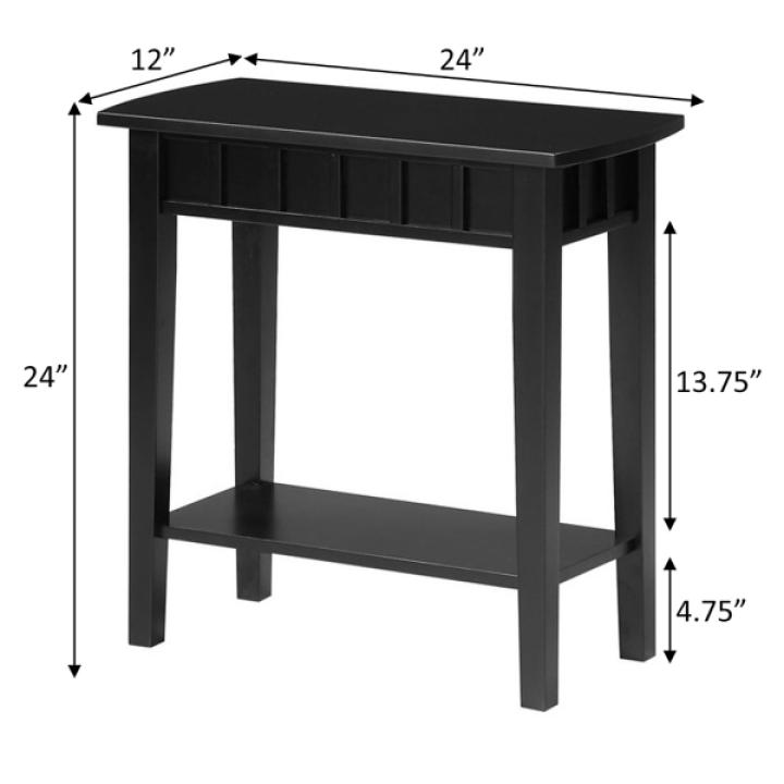 Black Wood Slat Accent Table