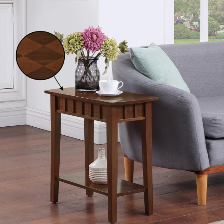 Brown Wood Slat Accent Table