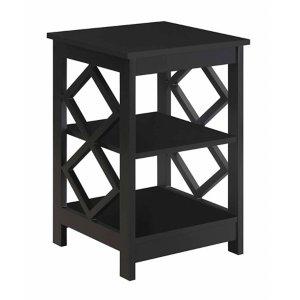 Black Wood Diamond 2-Tier Accent Table