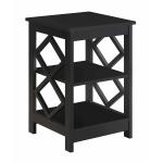 Black Wood Diamond 2-Tier Accent Table