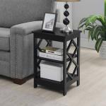 Black Wood Diamond 2-Tier Accent Table
