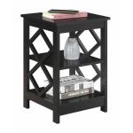 Black Wood Diamond 2-Tier Accent Table