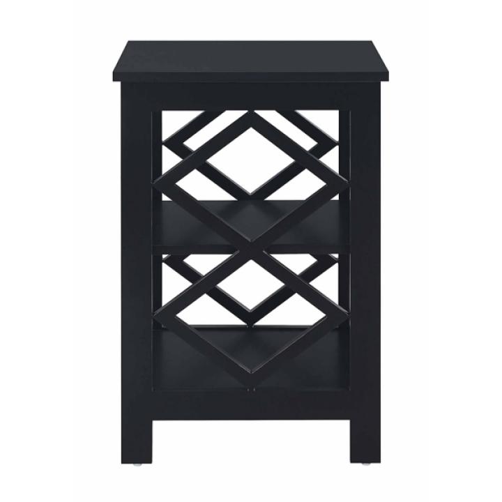 Black Wood Diamond 2-Tier Accent Table