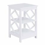 White Wood Diamond 2-Tier Accent Table
