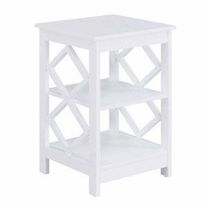 White Wood Diamond 2-Tier Accent Table