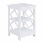 White Wood Diamond 2-Tier Accent Table