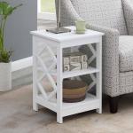 White Wood Diamond 2-Tier Accent Table