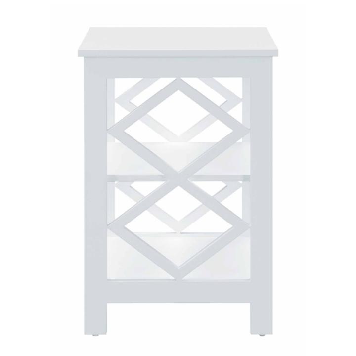 White Wood Diamond 2-Tier Accent Table