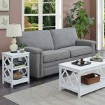 White Wood Diamond 2-Tier Accent Table