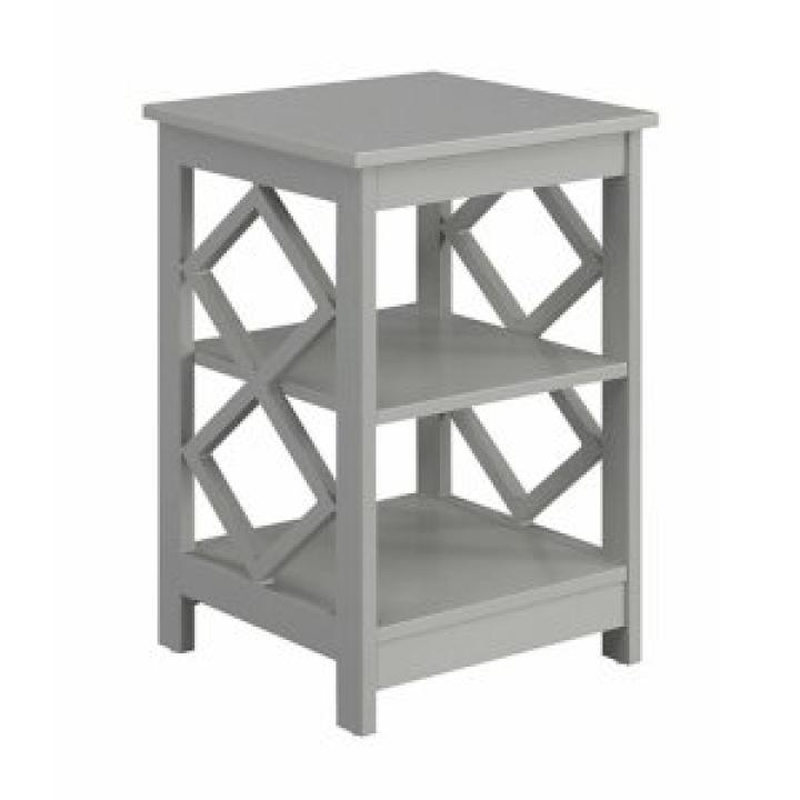 Gray Wood Diamond 2-Tier Accent Table