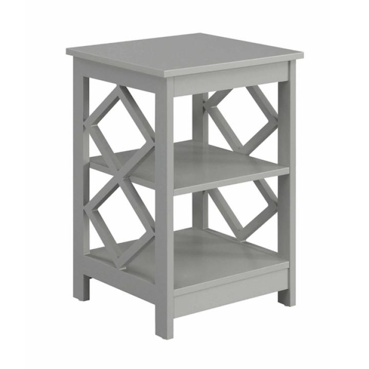 Gray Wood Diamond 2-Tier Accent Table