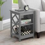 Gray Wood Diamond 2-Tier Accent Table