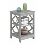Gray Wood Diamond 2-Tier Accent Table