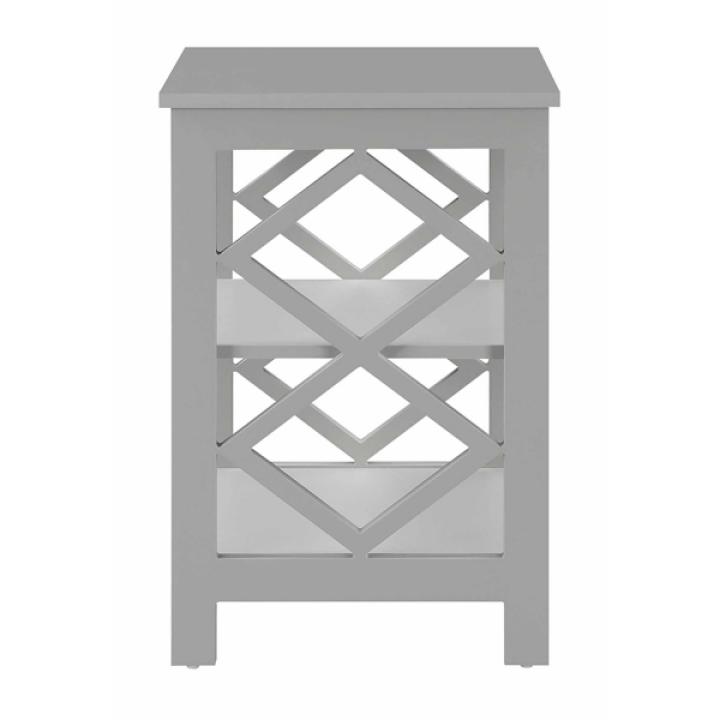 Gray Wood Diamond 2-Tier Accent Table