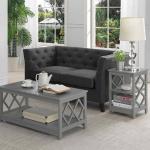 Gray Wood Diamond 2-Tier Accent Table