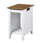 Wood & White Two-Tone Charging Open Accent Table