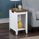 Wood & White Two-Tone Charging Open Accent Table