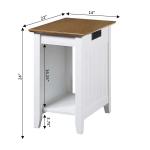 Wood & White Two-Tone Charging Open Accent Table
