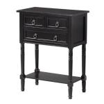 Black 3-Drawer Turned Legs Accent Table